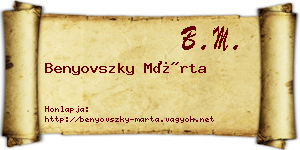 Benyovszky Márta névjegykártya