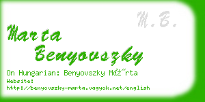 marta benyovszky business card